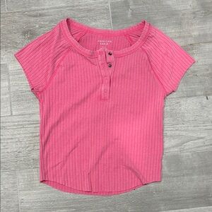 American Eagle Outfitters Kids Bright Pink Henley Tee